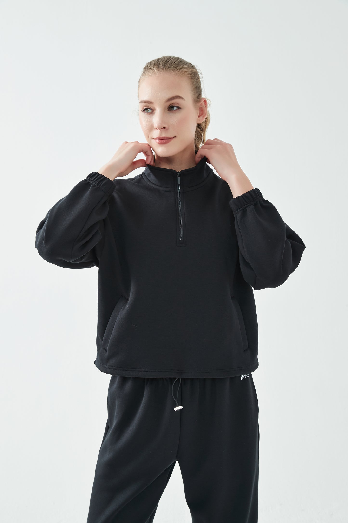 JIOSE HIGH NECK ZIP-UP LOOSE-FIT HOODIE | EVERYDAY WEAR