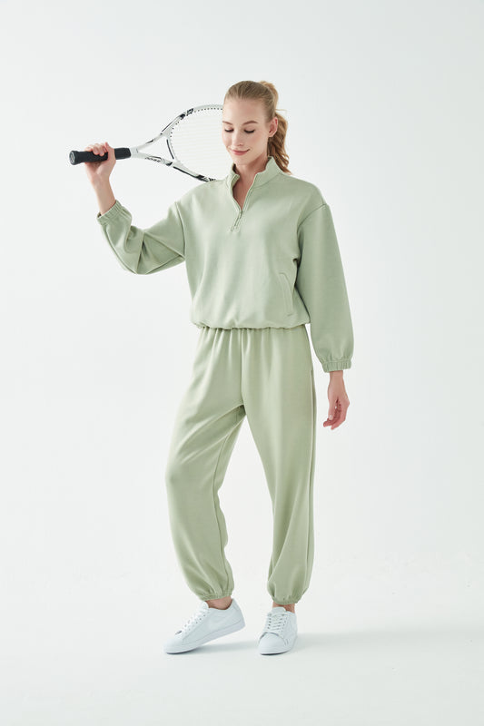 JIOSE HIGH NECK ZIP-UP LOOSE-FIT HOODIE | EVERYDAY WEAR